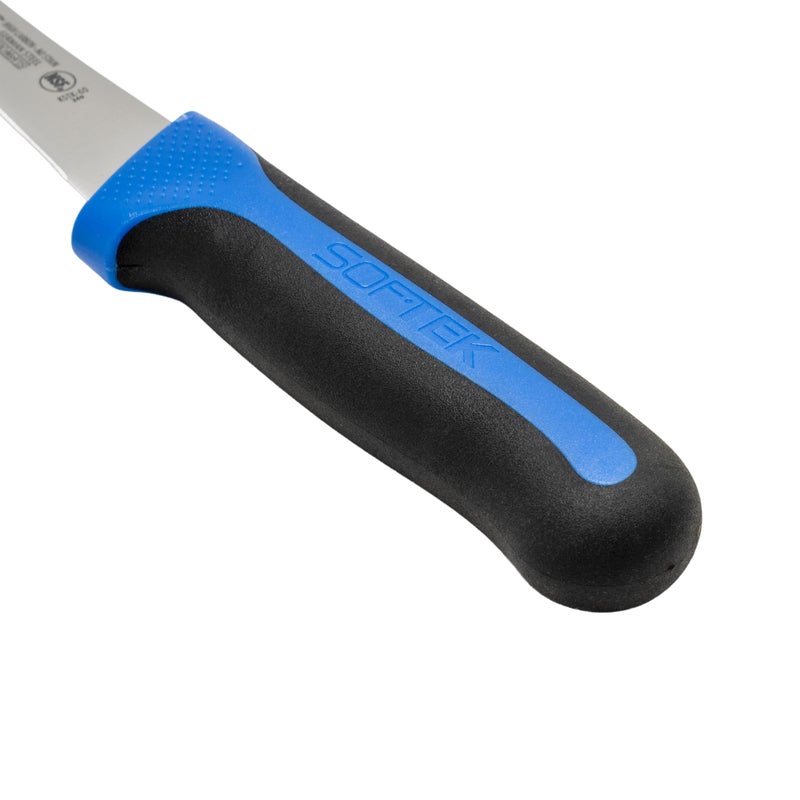 Winco Sof-Tek, 6" Boning Knife, Curved, Soft Grip Handle,Silver/Black/Blue - Image 2