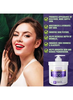 Advanced Clinicals Hyaluronic Acid Cream Moisturizer Skin Care Lotion For Face, Body, & Hands. Instant Hydration Anti Aging Skin Firming Lotion For Crepey Skin, Wrinkles, & Dry Skin, Large 16 Ounce  - Image 3