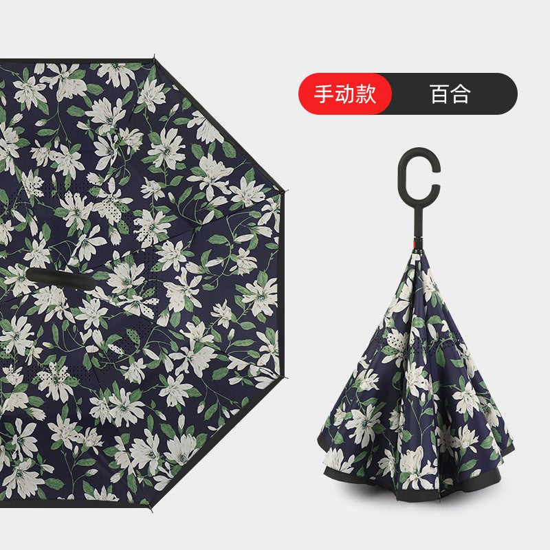 Hands-Free C-Handle Standable Reverse Umbrella Lily opens 