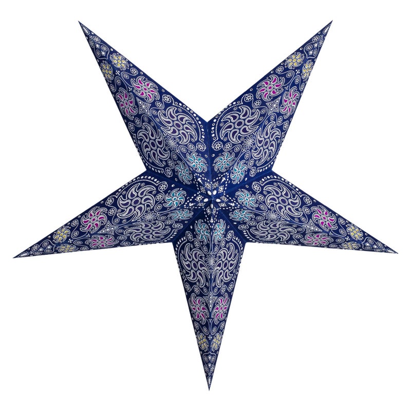 GalaxyArts Paper Star Lantern, 24 Inch Chakra Blue 3D Light-Up Hanging Lamp, Handcrafted Hollow Out Star Decoration for Christmas, Weddings, Holidays, Birthday, Parties, Indoor Outdoor Home DÃ©cor - Image 1