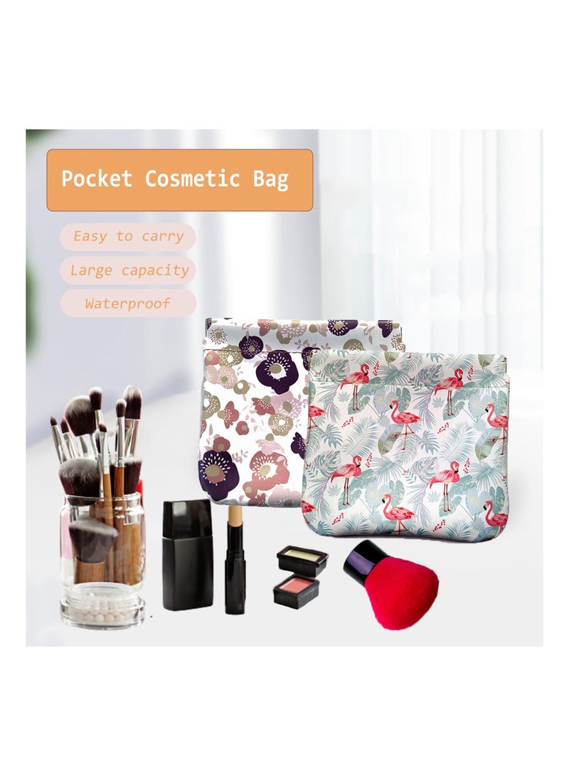 Luckam 3Pcs Lambskin Pocket Cosmetic Bag Mini Lipstick Storage Squeeze Waterproof Leather No Zipper Self Closing Portable Travel Makeup Pouch - Image 2