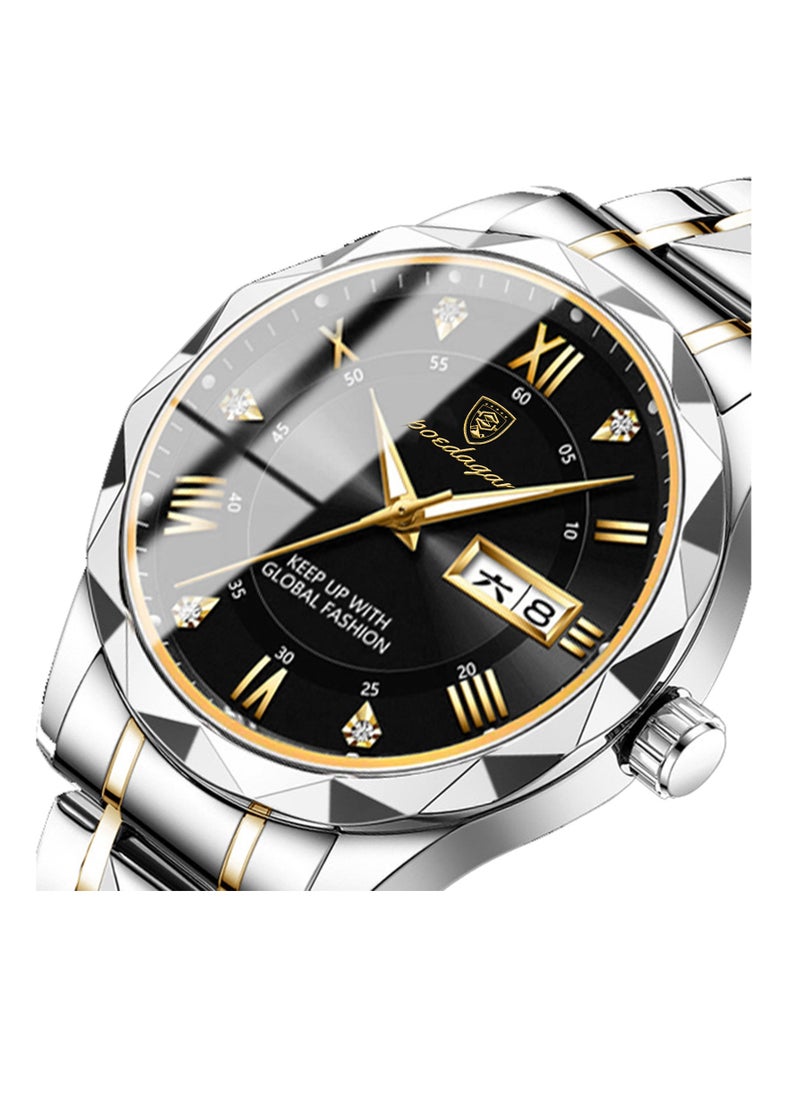 POEDAGAR Watch for Men Stainless Steel Quartz Analog Water Resistant Watch 615SGBK  - Image 5