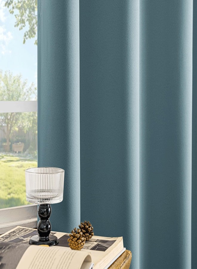 Beauoop Dusty Blue 100% Blackout Curtains 84 Inch Long 2 Panels for Bedroom Living Room Solid Room Darkening Thermal Insulated Soundproof Energy Saving Grommet Top Window Treatment Drapes,52x84 2 Set - Image 4