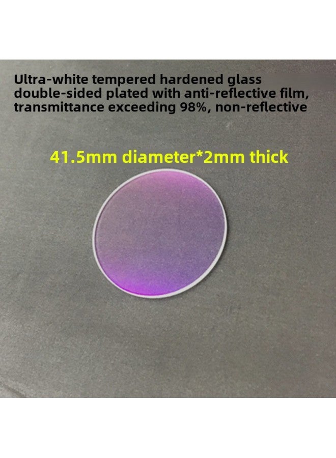 Generic C8 C12 41.5*2mm Ultra-white Tempered Double-sided Coated Reflective Glass Flashlight Lens Transmittance 98%-Color:41.5*2 Antireflection Coating Glass - Image 1