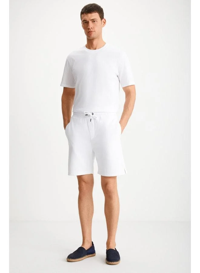 Grimelange Uncertaın Men's Comfort Fit White Shorts & Bermuda.
