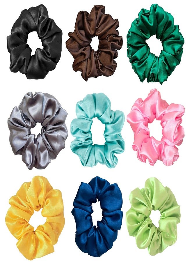 IGNOTO (Pack of 9) Satin Hair Scrunchies Combo - Soft and Durable Elastic Bands || Smooth Satin Scrunchies - Perfect for DailyUse || E - Image 1