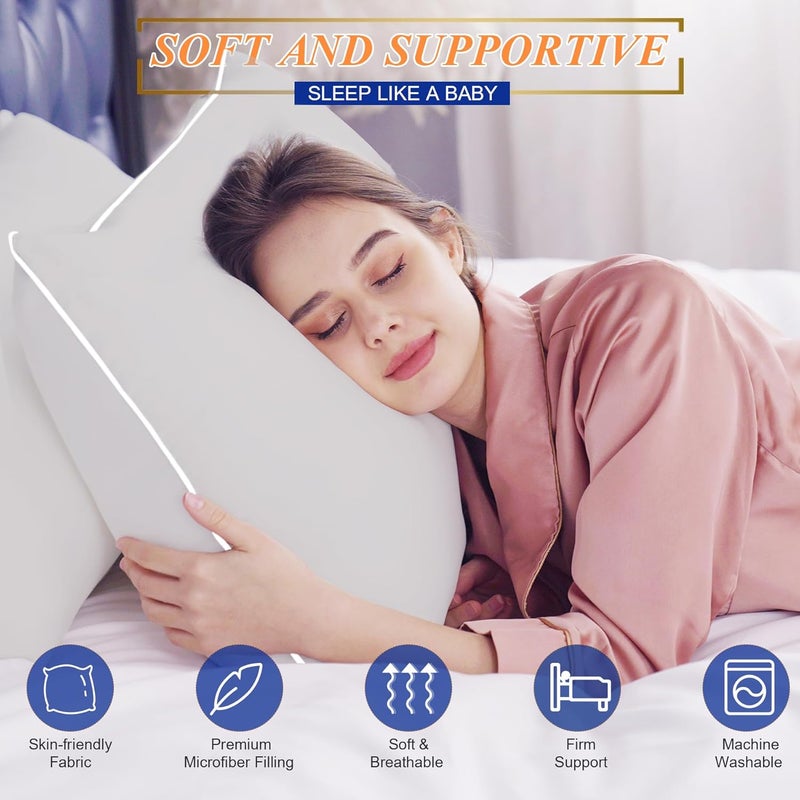 MZOIMZO Bed Pillows for Sleeping- King Size, Set of 2, Cooling Hotel Quality with Premium Soft Down Alternative Fill for Back, Stomach or Side Sleepers, Light Grey - Image 2