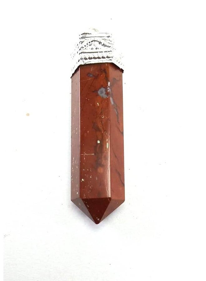 CA AGATE Natural Red Jasper Pencil Point Pendant Necklace Healing Crystal Gemstone Jewelry - Image 1