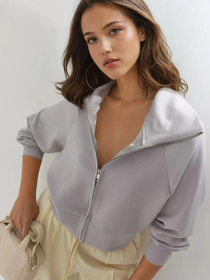 BUSEM Relaxed Fit Zippered Sweatshirt