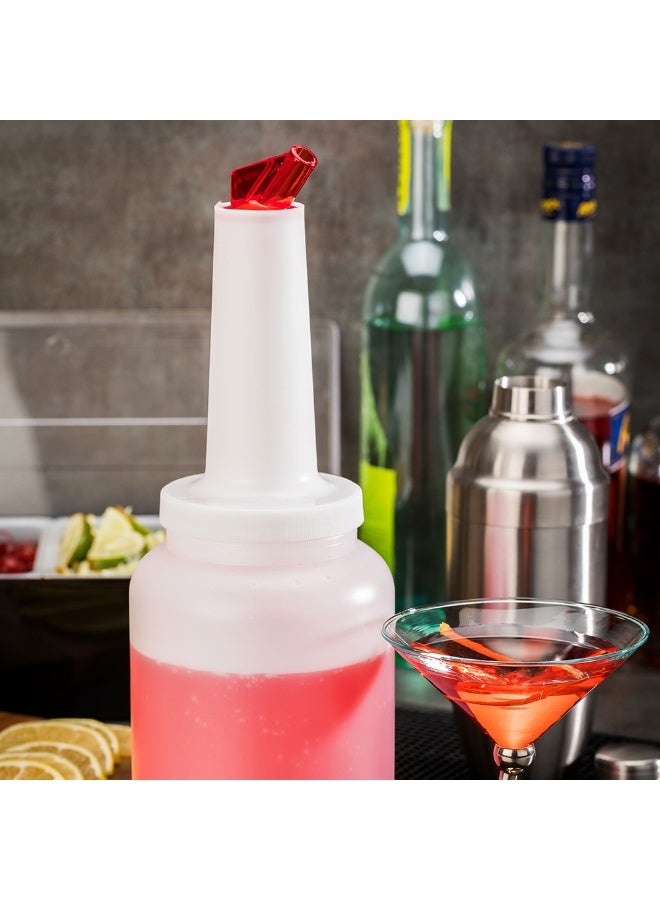 Restaurantware 2 qt Plastic Quick Pour Storage Container Bottle - with Red Spout and Lid - Bar Storage Bottle - 4 3/4" x 4 3/4" x 13 3/4" - 1ct Box - Bar Lux - Image 3