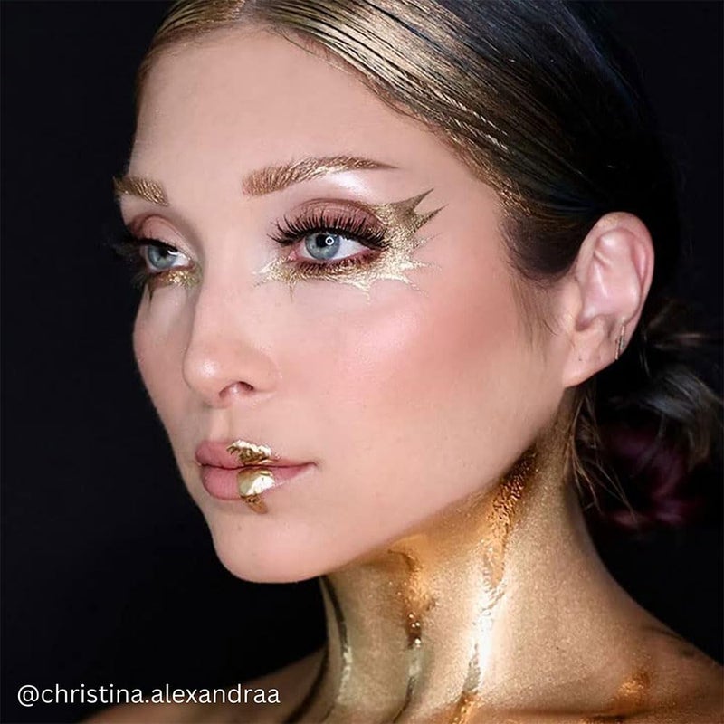 Mehron Makeup Metallic Powder (.17 Ounce) with Mixing Liquid (1 oz) (GOLD) - Image 2