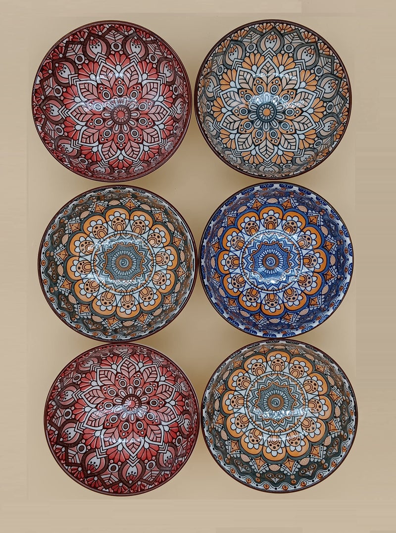 P Plus Fire Porcelain Bowls | Cereal Bowls | Pasta Bowl | Large Soup Bowl | Ceramic Bowl | Kitchen Bowls | Salad Bowls | Serving Bowls(Pack of 6) - Image 1