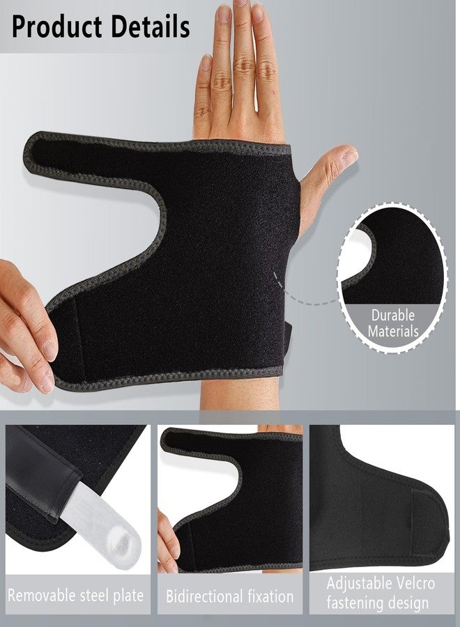BangBoom 1 Pair Wrist Brace for Carpal Tunnel with Metal Bar, Men Women Hand Wrist Support Brace, Adjustable Night Wrist Splints Guards for Endonitis Sprain Arthritis Relief (Black, Right & Left) (A) - Image 4