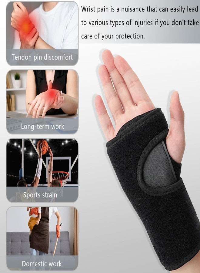 BangBoom 1 Pair Wrist Brace for Carpal Tunnel with Metal Bar, Men Women Hand Wrist Support Brace, Adjustable Night Wrist Splints Guards for Endonitis Sprain Arthritis Relief (Black, Right & Left) (A) - Image 3