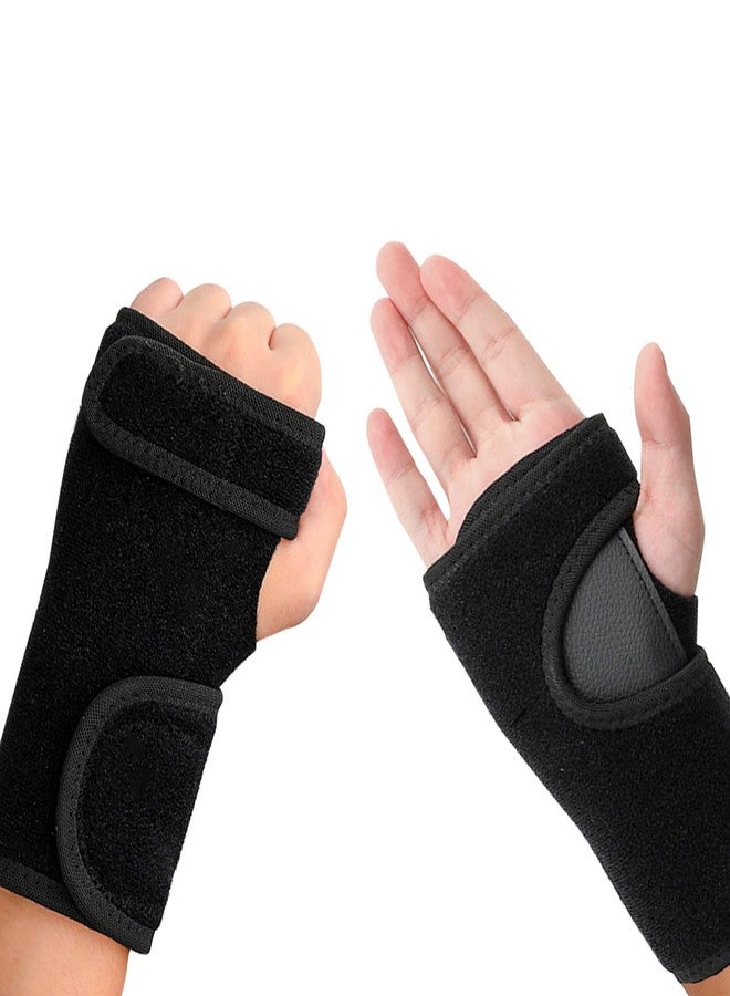 BangBoom 1 Pair Wrist Brace for Carpal Tunnel with Metal Bar, Men Women Hand Wrist Support Brace, Adjustable Night Wrist Splints Guards for Endonitis Sprain Arthritis Relief (Black, Right & Left) (A) - Image 1