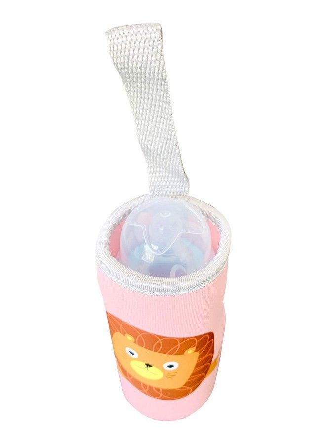 The Little Lookers Cute Animated Patterned Soft Stretchable Baby Feeding Bottle Cover With Easy To Hold Strap For 120Ml 150Ml 240Ml (Lion Pack Of 1)  - Image 4