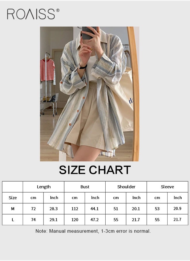 Striped Sun Protection Shirt Women'S Daily Commuting Outdoor Versatile Lightweight Loose Long Sleeve Cardigan Button Closure Classic Lapel Shirt - pzsku/Z77B5315AB8C7C5296CCAZ/45/_/1712490338/e1ee8f1f-9fdb-42d4-8556-be05c63bb119