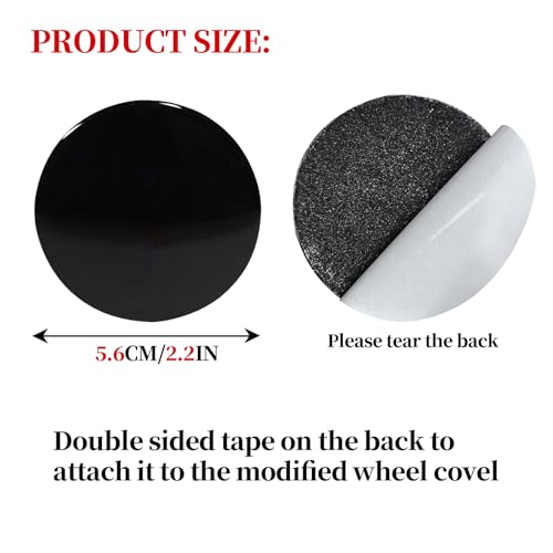 Knomix 4 Pack Aluminum Waterproof Wheel Cover Center Emblem Sticker for Tesla Model 3 Model Y 56mm Hubcaps Wheel Rim Cover Black BackgroundRed Emblem - Image 3