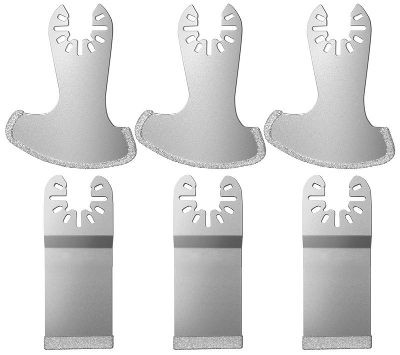 LEILUO 6Pcs Diamond Oscillating Multi Tool Blades Kit for Grout Removal Fit DeWalt Milwaukee Makita Ryobi and More