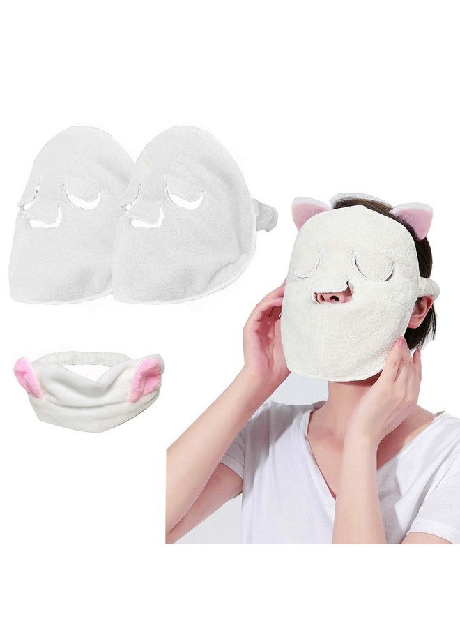 HANSAMU 2 Pack Reusable Hot Cold Face Towel Mask For Skincare Facial Masks Steamer Facial Kits For Women Girls Estheticians Skin Care 100 Pcs Disposable Preserving 1 Spa Headband - Image 1