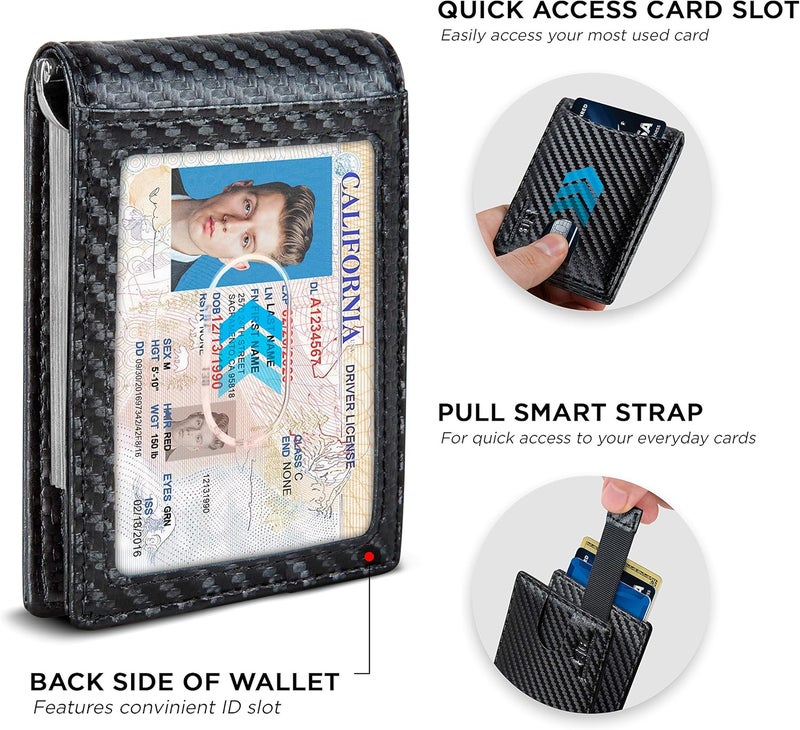 SERMAN BRANDS RFID Blocking Slim Bifold Genuine Leather Minimalist Front Pocket Wallets for Men with Money Clip Thin Gift - Image 4