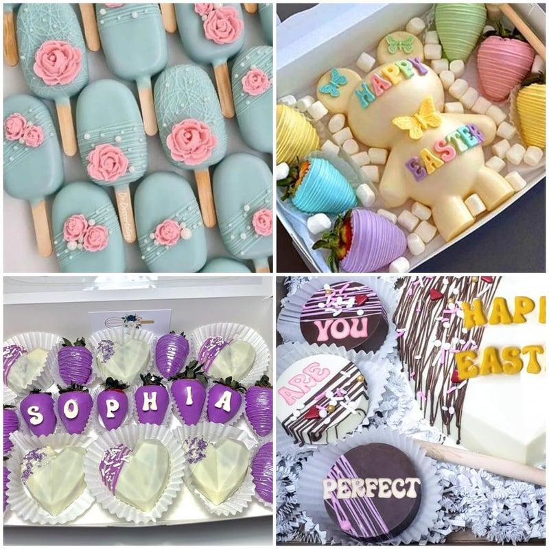 SUNKOOL Letter Silicone Molds Alphabet Mold for Chocolate,6 Pcs Letter Number Flowers Butterfly Heart Shaped Fondant Molds for Making Strawberries,Candy,Gummy Cake Decorating - Image 4