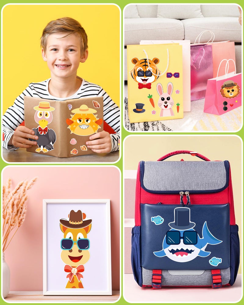 Greingways 24 Pcs Make Your Own Animal Sticker Sheets For Kids  2 Sheets 12 Animals Stickers With Safaris  Sea Animals Face Stickers For Kids Toddlers Crafts Activities Gift Bags Birthday Party Favors Supplies - Image 2