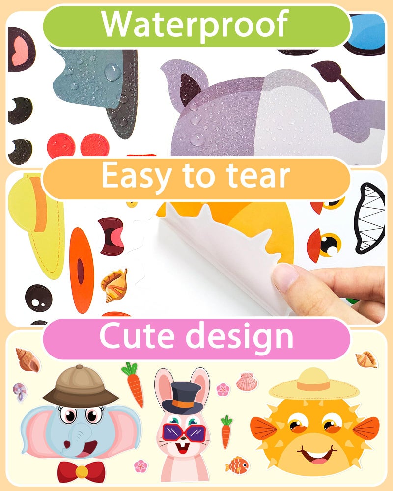 Greingways 24 Pcs Make Your Own Animal Sticker Sheets For Kids  2 Sheets 12 Animals Stickers With Safaris  Sea Animals Face Stickers For Kids Toddlers Crafts Activities Gift Bags Birthday Party Favors Supplies - Image 5