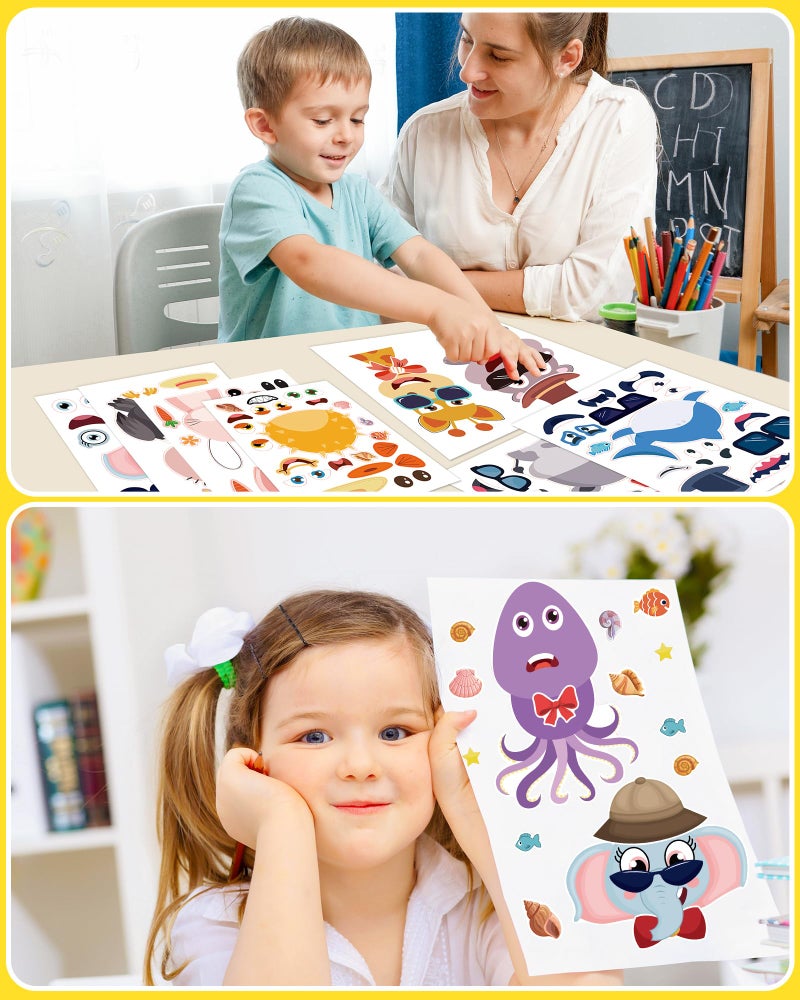 Greingways 24 Pcs Make Your Own Animal Sticker Sheets For Kids  2 Sheets 12 Animals Stickers With Safaris  Sea Animals Face Stickers For Kids Toddlers Crafts Activities Gift Bags Birthday Party Favors Supplies - Image 3