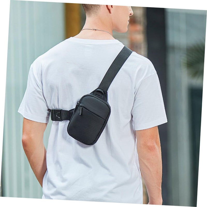 Adjustable Mens Chest Bag Waist Pouch For Outdoor Travel Running Black Color - Image 4