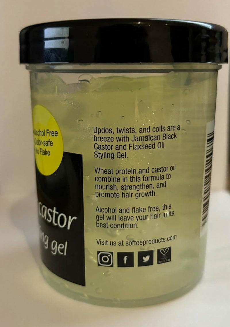 Softee jamaican black castor  flaxseed oil styling gel 8 ounce Green 8 Ounce