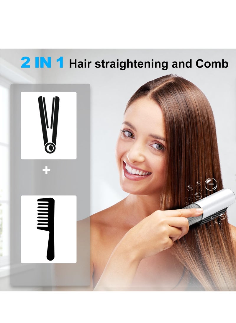 Cordless Hair Straightener Brush | Heated Hair Straightening Brush Flat Iron for Smooth, Anti Frizz Hair | Dual-Voltage Electric Hair Brush Straightener with USB-C Rechargeable 5000mAH