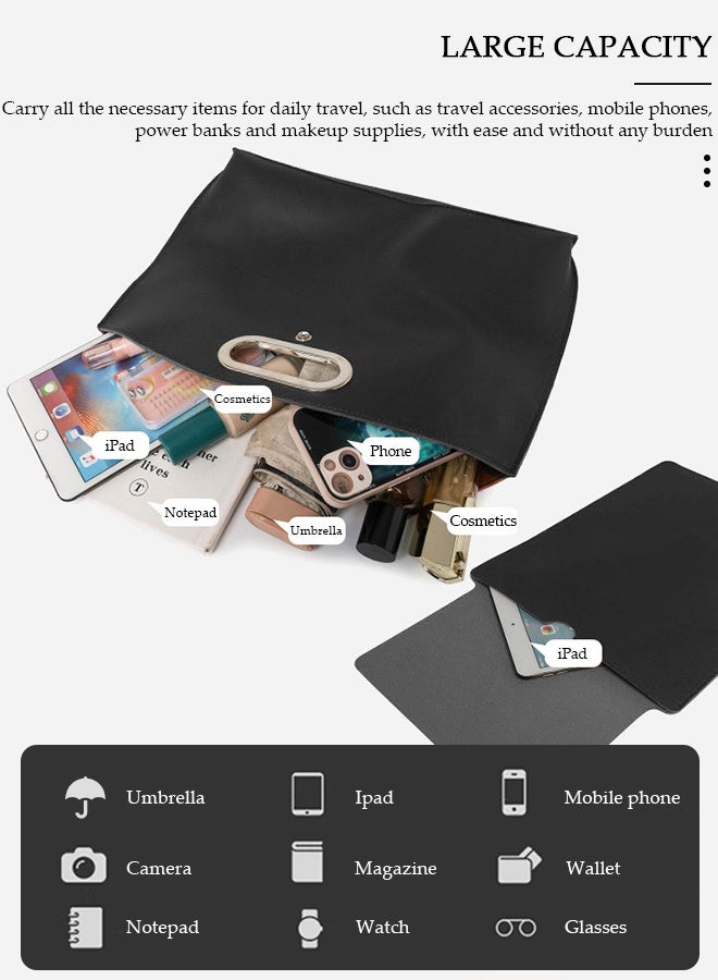 DUNISO حقيبة لابتوب بتصميم قفل قابل للطي و متعددة الأقسام خفيفة الوزن من جلد PU حقيبة يد للسفر للأعمال حقيبة عمل مقاومة للماء والغبار للنساء في العمل والمكتب - Image 5