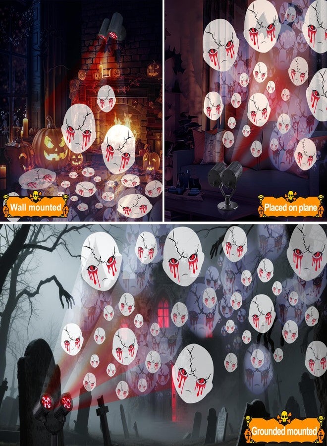 Toodour Halloween Projector Lights Outdoor, Double Head Dynamic Halloween Lights Projector with Timer, Waterproof White Ghost Decorations Light for Indoor Outdoor Home Window Wall Decorations - Image 2