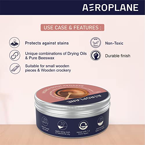 AEROPLANE - Beeswax Wood Finish - Easy to apply top coat for wood, sealer and wax-smooth finish, Matte Finish can be buffed to satin (125 gm), Yellow - Image 4
