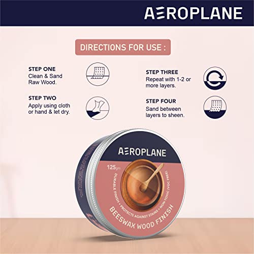 AEROPLANE - Beeswax Wood Finish - Easy to apply top coat for wood, sealer and wax-smooth finish, Matte Finish can be buffed to satin (125 gm), Yellow - Image 3