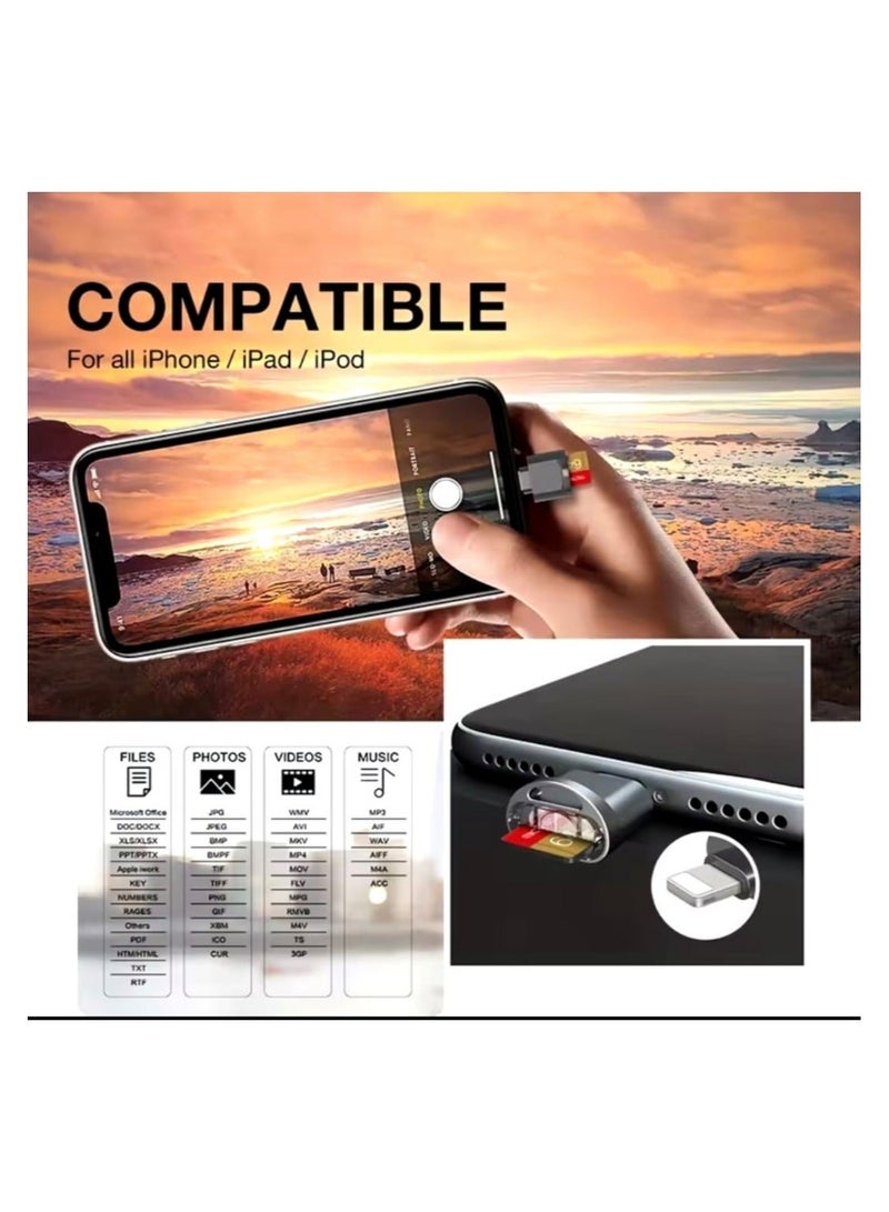 Apple House Connect memory to iPhone Micro TF SD Connector External Memory Card Reader Adapter with Apple iPad Apple MacBook Pro Port. iOS13 System from Lightning to Micro High Speed ​​OTG Memory Card Converter - Image 2