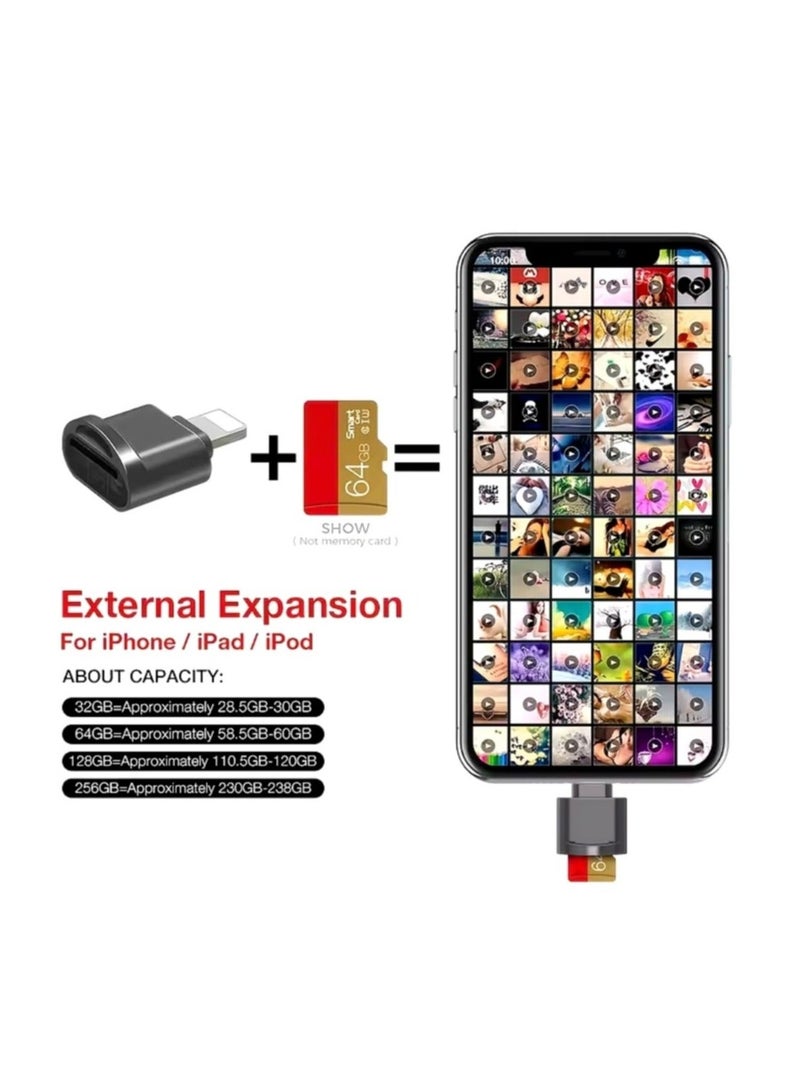 Apple House Connect memory to iPhone Micro TF SD Connector External Memory Card Reader Adapter with Apple iPad Apple MacBook Pro Port. iOS13 System from Lightning to Micro High Speed ​​OTG Memory Card Converter - Image 3
