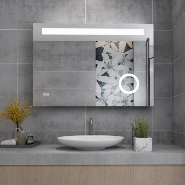 Quality Glass Bathroom LED Mirror with Touch Sensor, 3 Light Effects, Glass, Rectangular LED-39 (18 x 24 Inch) - Image 1