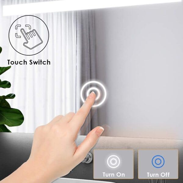 Quality Glass Bathroom LED Mirror with Touch Sensor, 3 Light Effects, Glass, Rectangular LED-39 (18 x 24 Inch) - Image 2