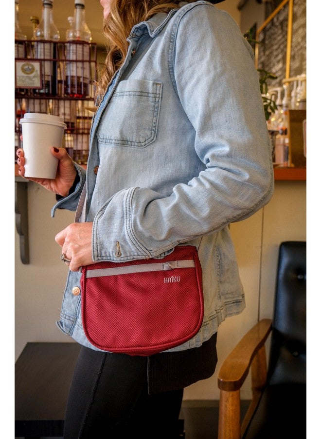 HAIKU Lark RFID Blocking Zippered Small Crossbody Travel Bag for Women, Rosewood - Image 4