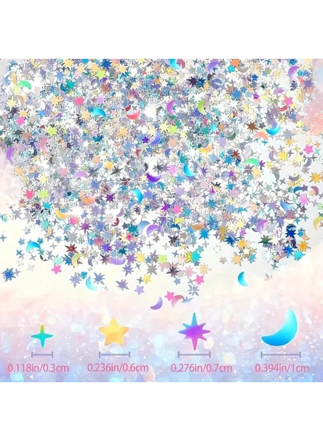 15 جرام أوراق فويل بريق نجوم وقمر ثلاثية الأبعاد لحفلات وزفاف وديكور DIY - Image 4