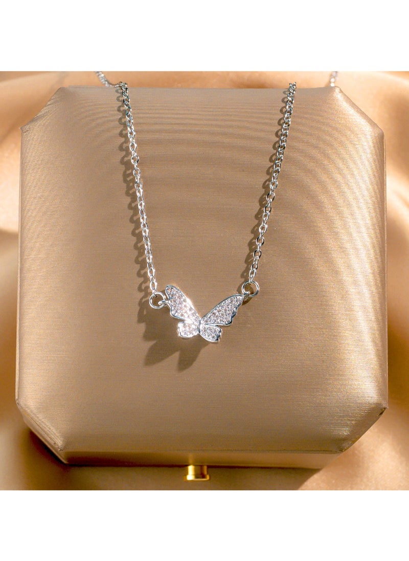 Generic - Beautiful Butterfly Necklace For Women, Elegant Silver Jewelry With Pendant, Ideal Stylish Gift For Her - Image 1