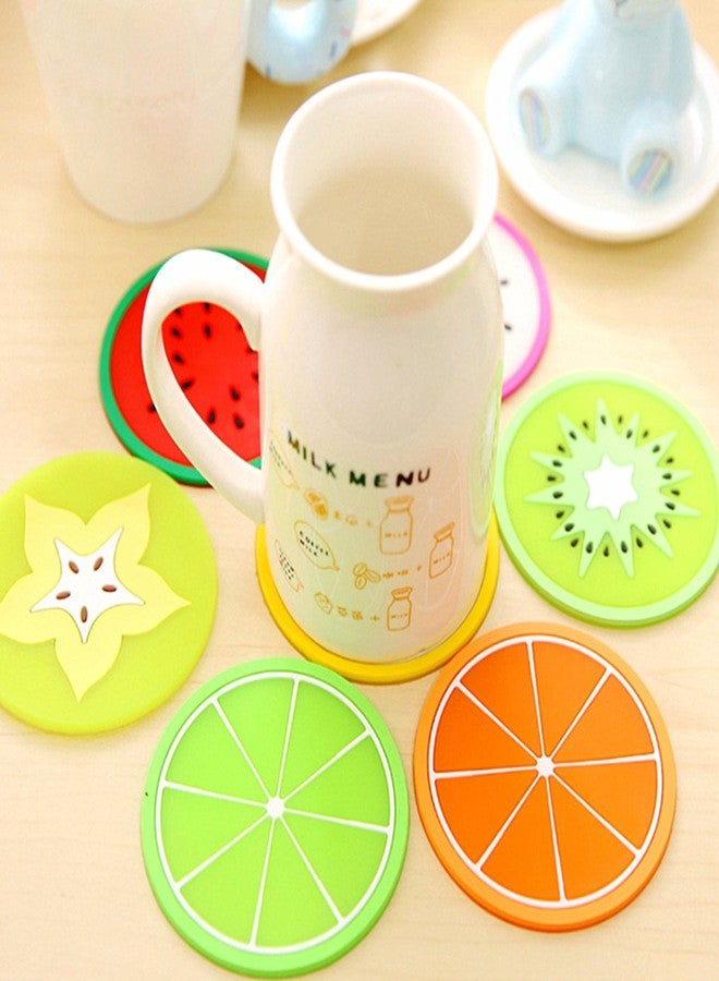 Kinteshun Silicon Drink Coaster,Heat-Insulated Non Slip Fruit Slice Drink Cup Mat Placemat(7pcs with Different Fruit Slices) - Image 5