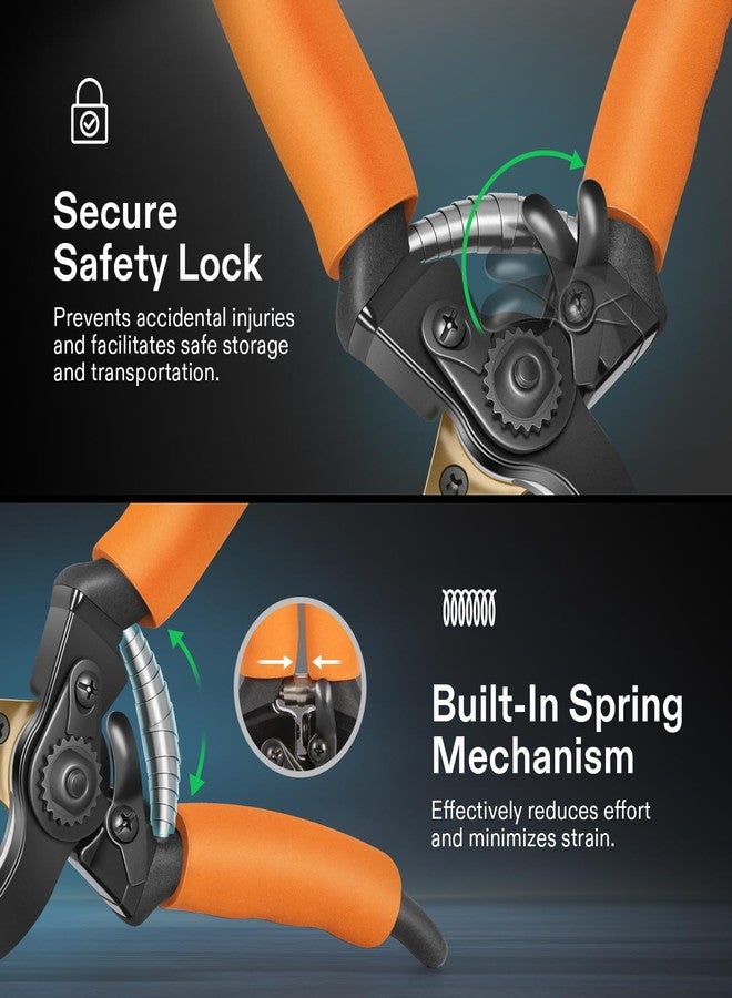 VIVOSUN 8.5" Bypass Pruning Shears for Gardening, Heavy-Duty Garden Scissors, Ultra Sharp Pruners with 3/4 in. Cut Capacity SK5 Blades, Thick Cushion-Covered Handle and Safety Lock - Image 4