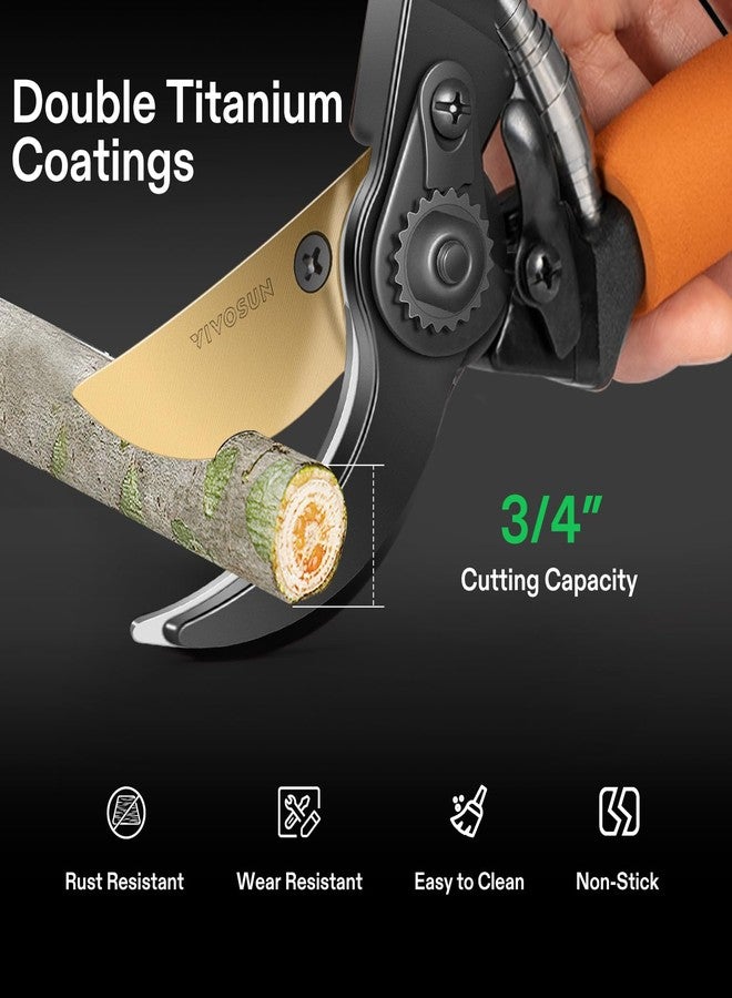 VIVOSUN 8.5" Bypass Pruning Shears for Gardening, Heavy-Duty Garden Scissors, Ultra Sharp Pruners with 3/4 in. Cut Capacity SK5 Blades, Thick Cushion-Covered Handle and Safety Lock - Image 5