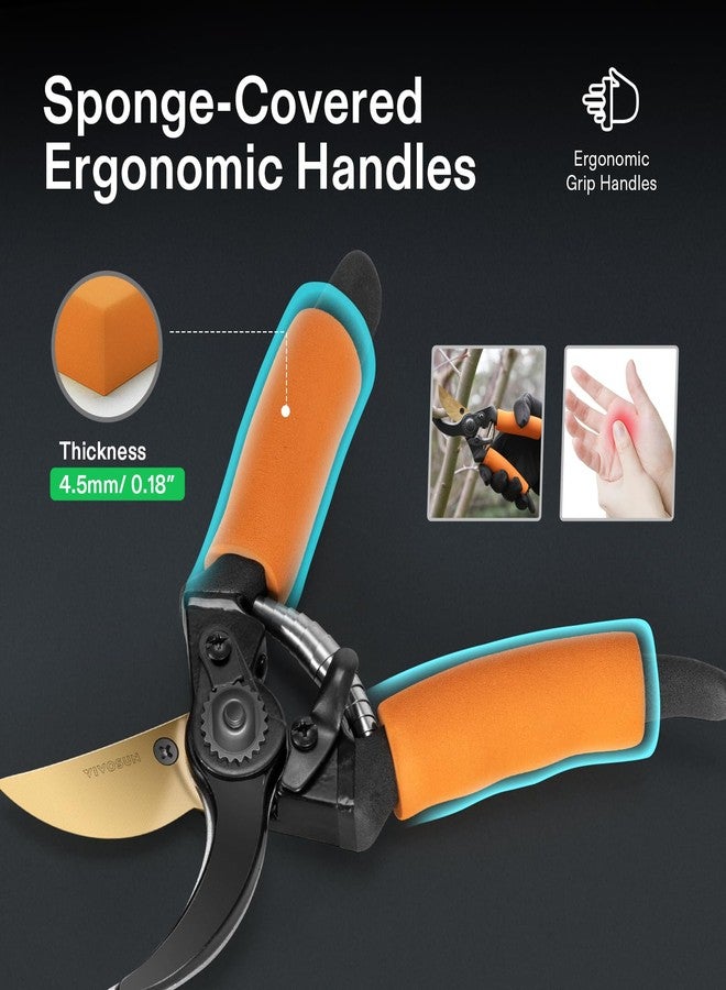 VIVOSUN 8.5" Bypass Pruning Shears for Gardening, Heavy-Duty Garden Scissors, Ultra Sharp Pruners with 3/4 in. Cut Capacity SK5 Blades, Thick Cushion-Covered Handle and Safety Lock - Image 3