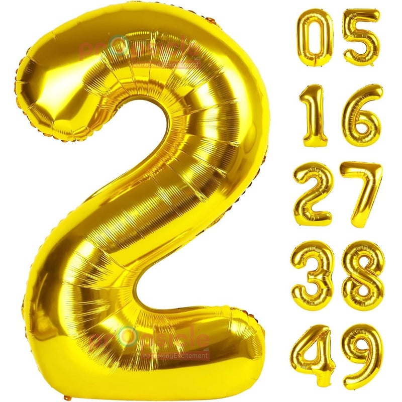 Propsicle 32 inch Birthday Foil 2 Number Helium Balloon Party Decoration Golden Pack of 1  2 Year No Balloons BirthdayAnniversary  Two Number - Image 1