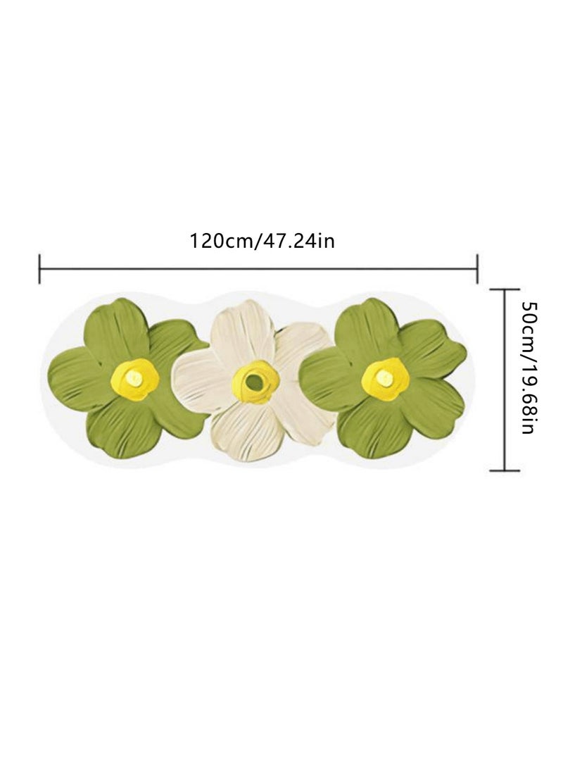 LOOPITYS Irregular standard flower mattress carpet, used for anti slip carpets in rooms and living rooms, carpet interior decoration, (green, 120 * 50CM) - Image 4