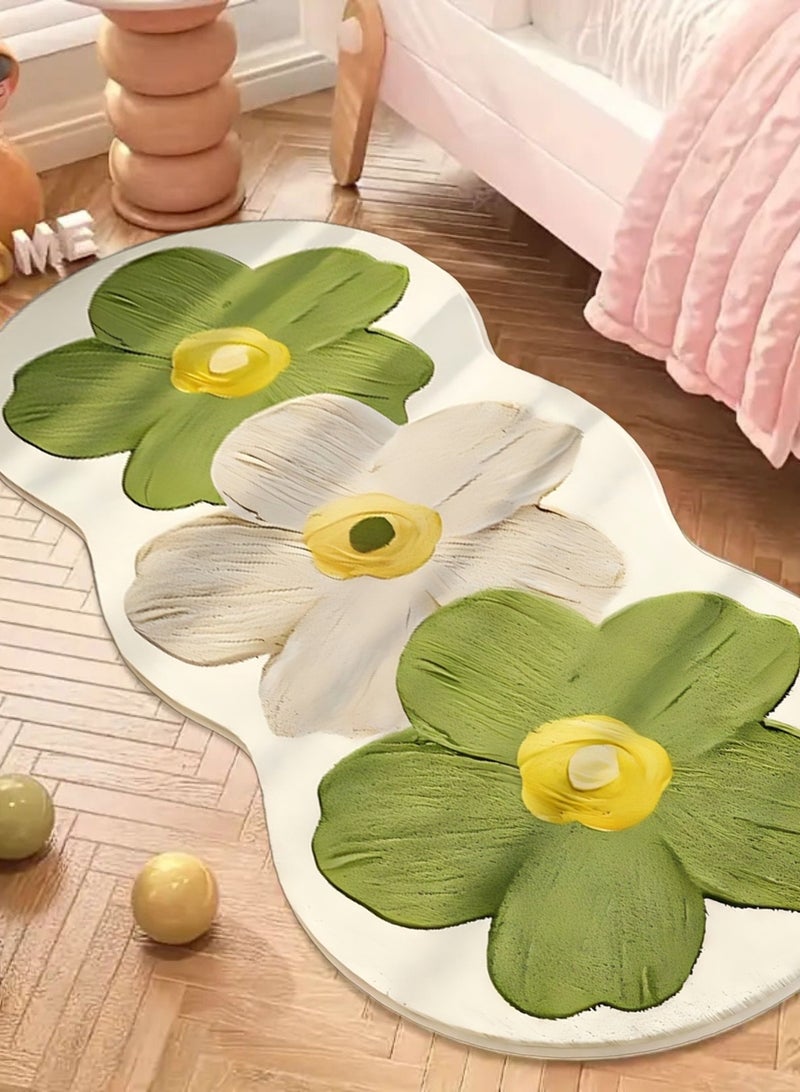 LOOPITYS Irregular standard flower mattress carpet, used for anti slip carpets in rooms and living rooms, carpet interior decoration, (green, 120 * 50CM) - Image 2